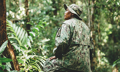 Woodland camouflage uniform