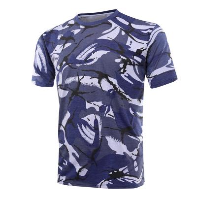 Military blau camo Baumwolle gestrickt T-shirt