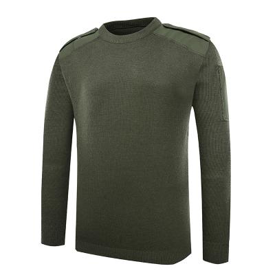 Militär Wolle o Hals grün Pullover Mann Pullover