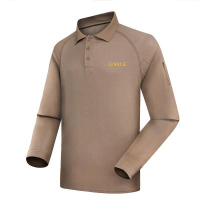 Militär dunkler Khaki Langarm Polo T -Shirt